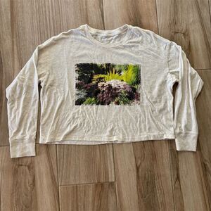 Aerie Women's Oversized Cropped Long Sleeve Graphic Tee Multicolor Size S